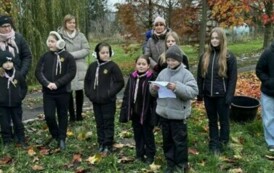 Posadzenie drzewa przez zuch&oacute;w i harcerzy w Parku Szkolnym w Wielowiczu 5