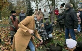 Posadzenie drzewa przez zuch&oacute;w i harcerzy w Parku Szkolnym w Wielowiczu 12