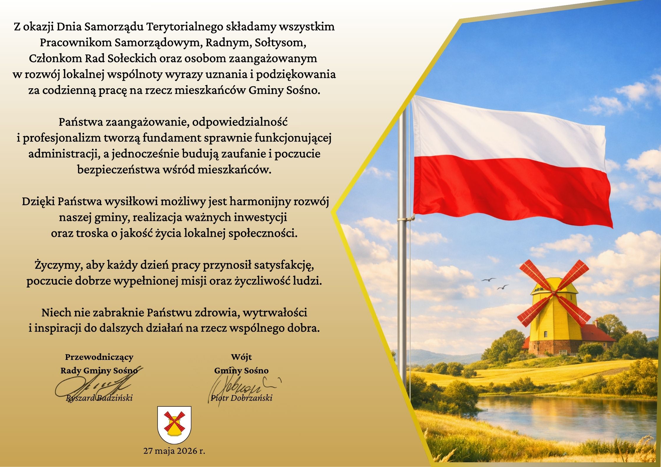 Życzenia z&nbsp;okazji Dnia Samorządu Terytorialnego