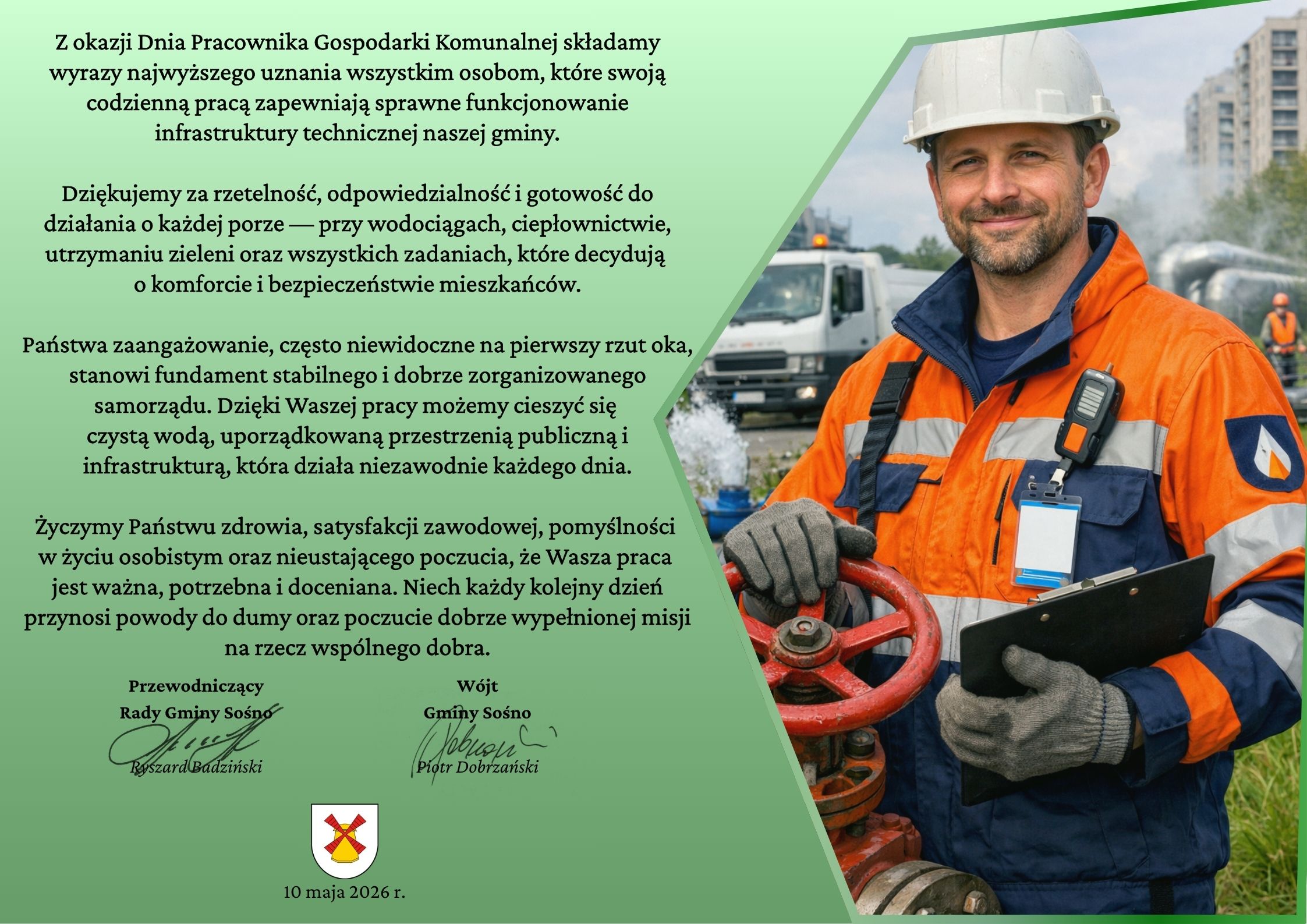 Życzenia z&nbsp;okazji Dnia Pracownika Gospodarki Komunalnej
