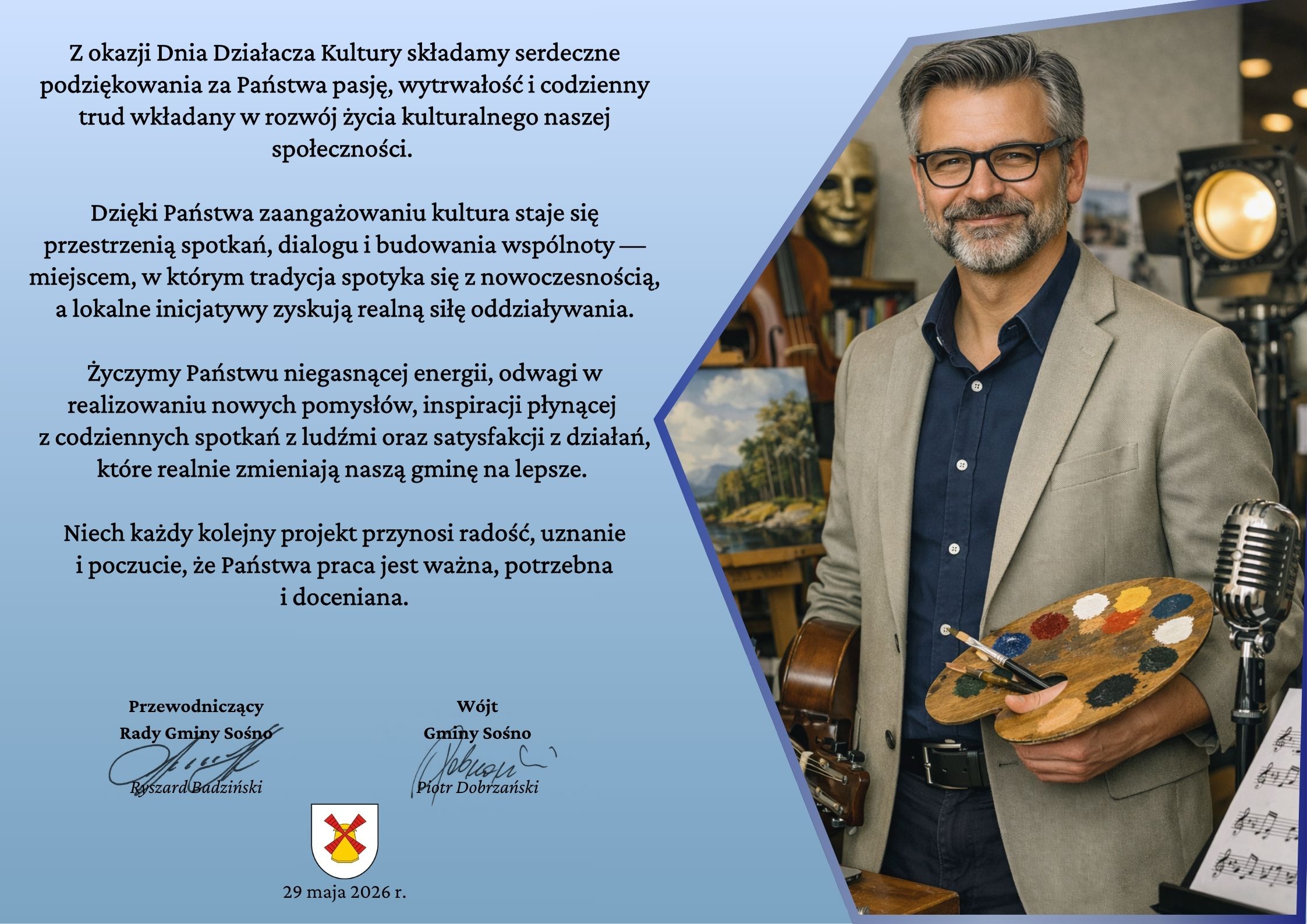 Życzenia z&nbsp;okazji dnia Działacza Kultury