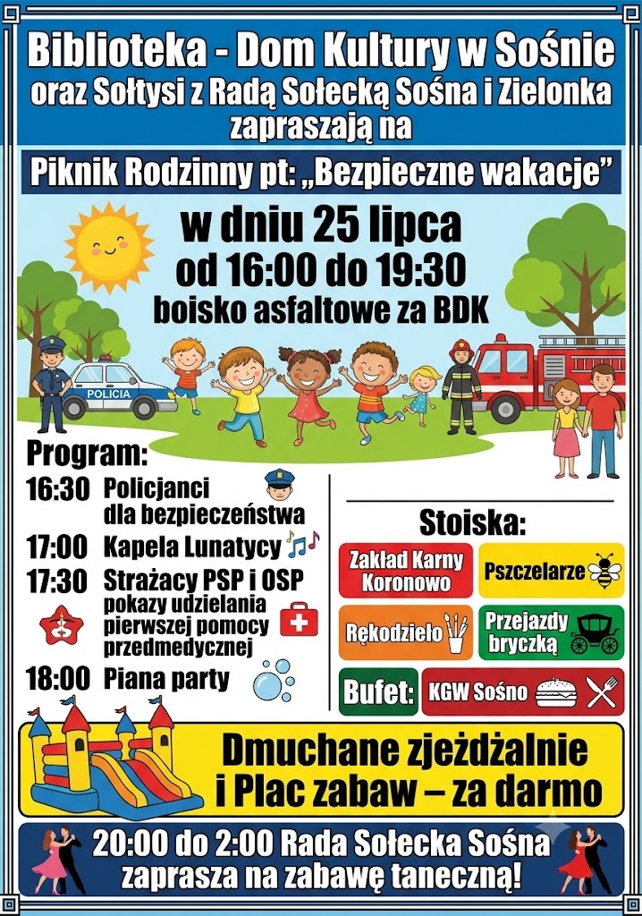 Plakat - festyn Bezpieczne wakacje