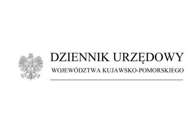 Czarny napis Dziennik Urzędowy Województwa Kujawsko-Pomorskiego. Po lewej godło Polski.
