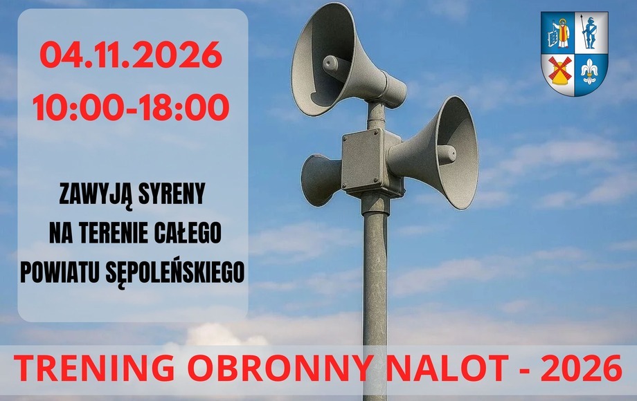 Trening syren alarmowych „NALOT-26” w powiecie sępoleńskim